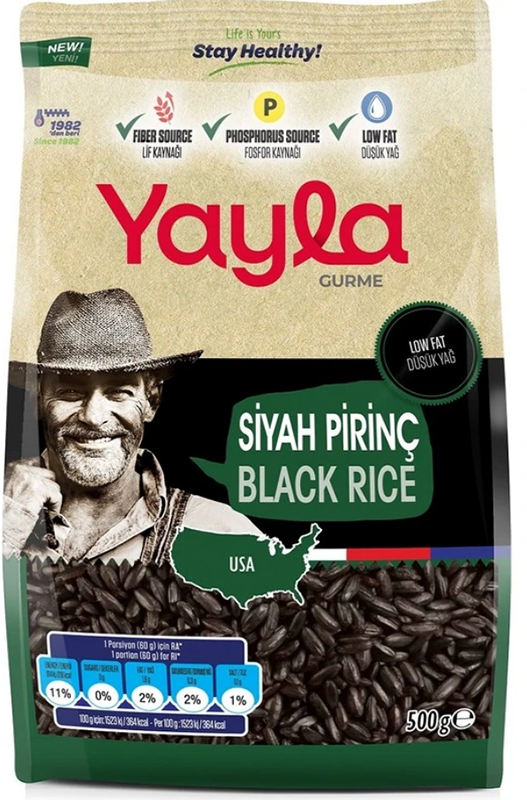 Yayla Gurme Siyah Pirinç Paket (8x1) (Flatbatum) 500 GR